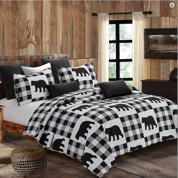 DUKE Other - Buffalo Plaid Black Bear KING Quilt Set
